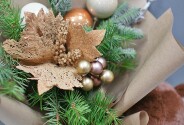 New Year bouquet of ornaments and tree, and a bear gift with candies — photo 2